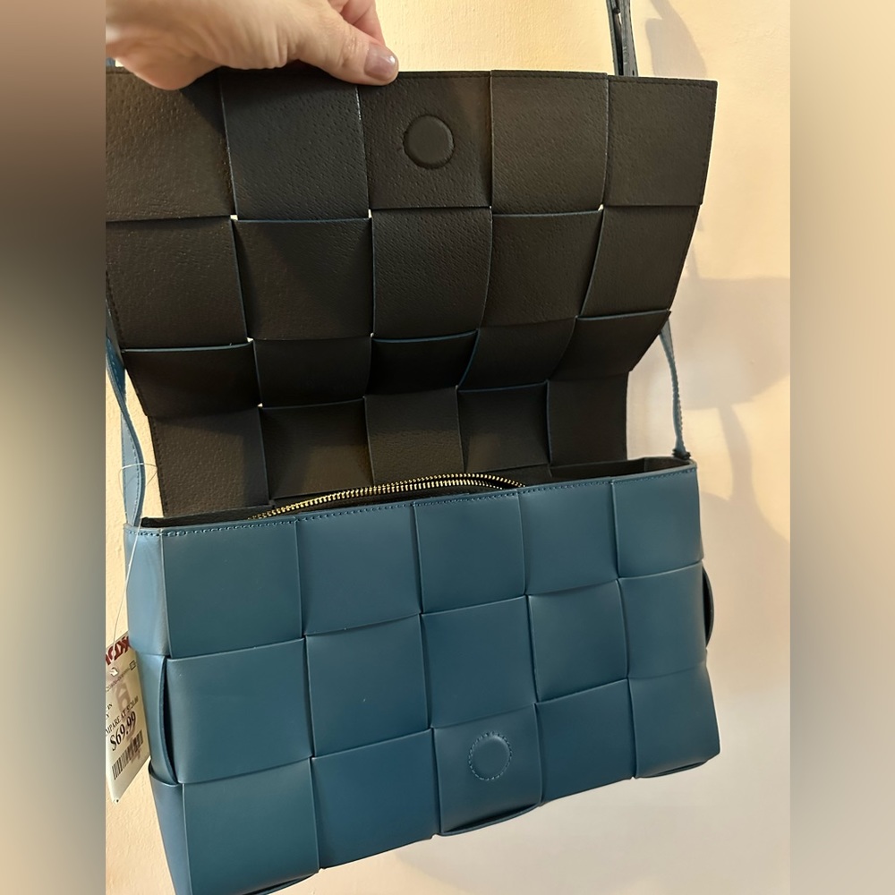 NWT Italian Leather Woven Cross Body Bag
